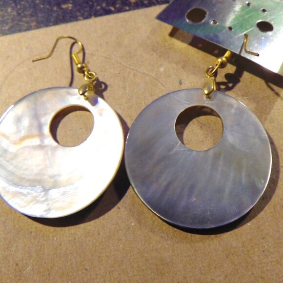 NEW - GOLD PAINTED TROPICAL SCENE on ABALONE SHELLS - Picture 2 of 2